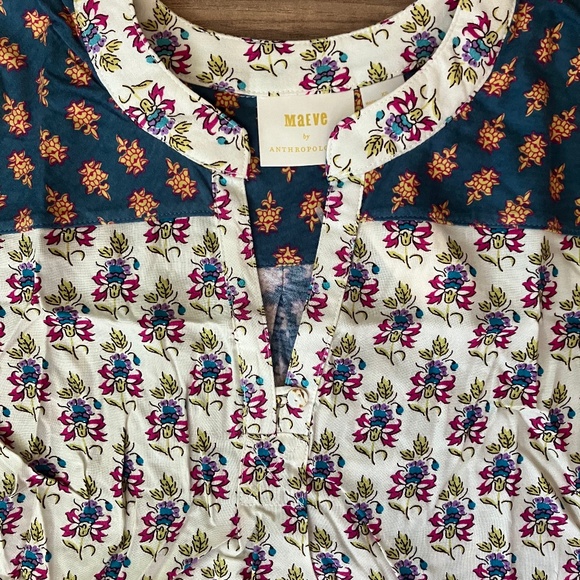 NWT - Anthro Maeve 3/4 Sleeve Floral Top XS - Picture 3 of 11